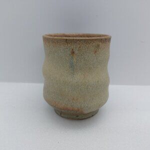 Pottery 9 oz. Drinking Cup Beige Tan & Brown